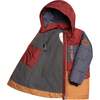 Tricolor Puffy Jacket, Barn Red Yellow And Dark Grey - Jackets - 6
