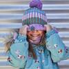 Striped Knit Hat, Purple Green Brown And White - Hats - 2