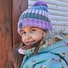 Striped Knit Hat, Purple Green Brown And White - Hats - 3