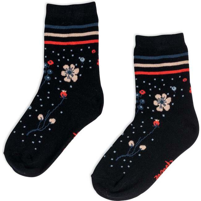 Socks, Printed With Flowers And Stripes