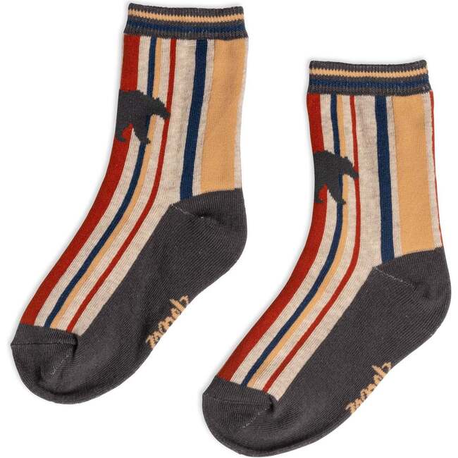 Socks, Printed Bear And Striped
