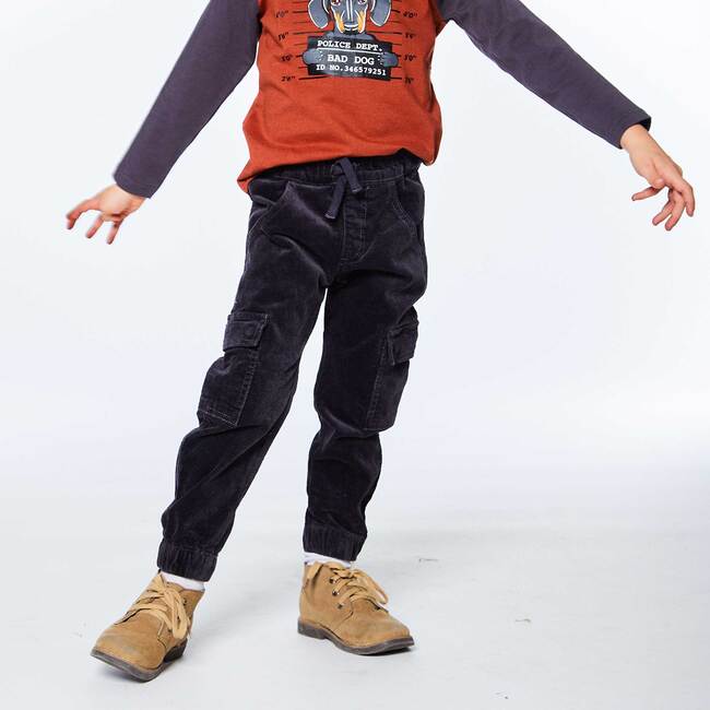 Stretch Corduroy Jogge, Dark Grey - Pants - 3