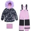Printed Unicorns Two Piece Snowsuit, Black And Lilac - Snowsuits - 1 - thumbnail