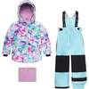 Printed Two Piece Snowsuit, Tie Dye And Aqua - Snowsuits - 1 - thumbnail