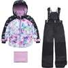 Printed Unicorns And Two Piece Snowsuit, Tie Dye & Black - Snowsuits - 1 - thumbnail