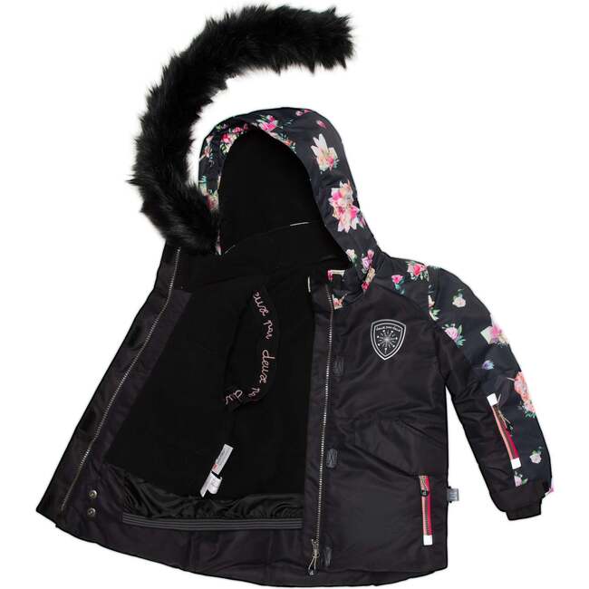 Printed Unicorns Two Piece Snowsuit, Black - Snowsuits - 3