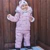 Printed Small Flowers One Piece Baby Snowsuit, Pink - Snowsuits - 2 - thumbnail