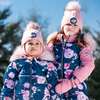 Printed Roses One Piece Baby Snowsuit, Navy - Snowsuits - 2 - thumbnail