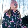 Printed Roses Two Piece Snowsuit & Pant, Navy & Dusty Rose - Snowsuits - 3 - thumbnail