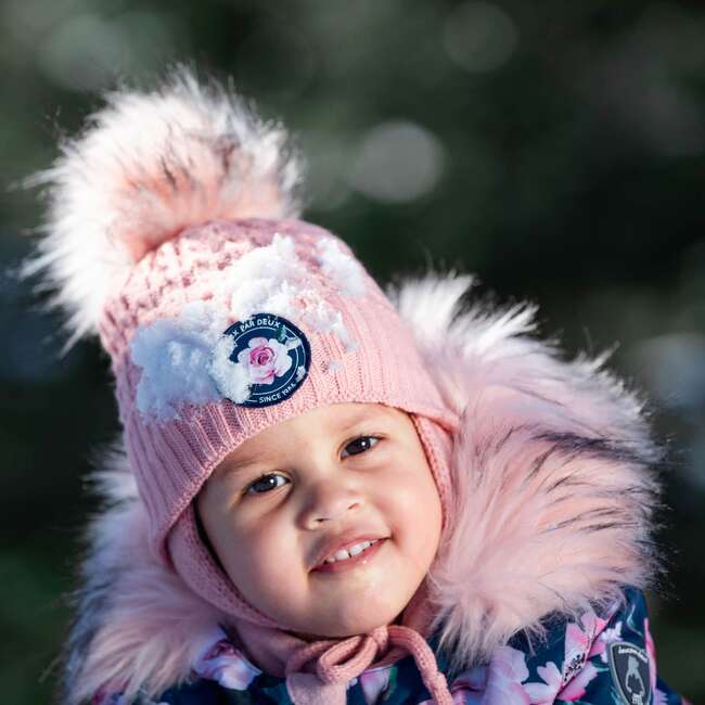 Printed Roses One Piece Baby Snowsuit, Navy - Snowsuits - 3