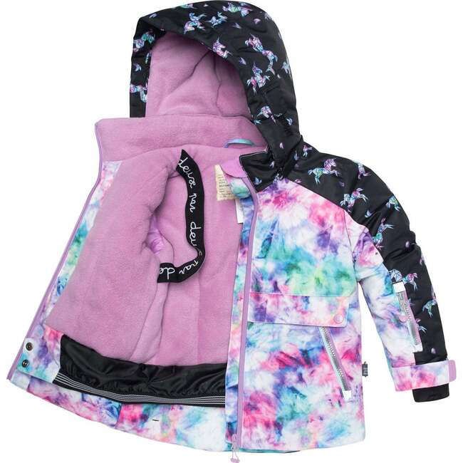 Printed Unicorns And Two Piece Snowsuit, Tie Dye & Black - Snowsuits - 5