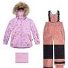 Printed Little Cats Two Piece Snowsuit, Purple And Brown - Snowsuits - 1 - thumbnail