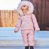 Printed Small Flowers One Piece Baby Snowsuit, Pink - Snowsuits - 5 - thumbnail