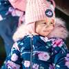 Printed Roses One Piece Baby Snowsuit, Navy - Snowsuits - 5
