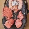 Printed Small Flowers One Piece Baby Snowsuit, Pink - Snowsuits - 6