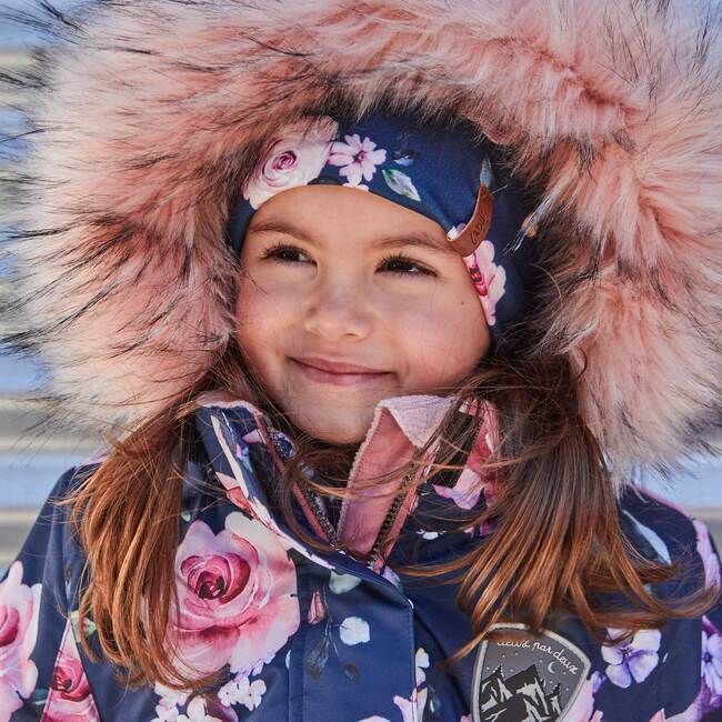Printed Roses Two Piece Snowsuit & Pant, Dusty Rose & Navy - Snowsuits - 4