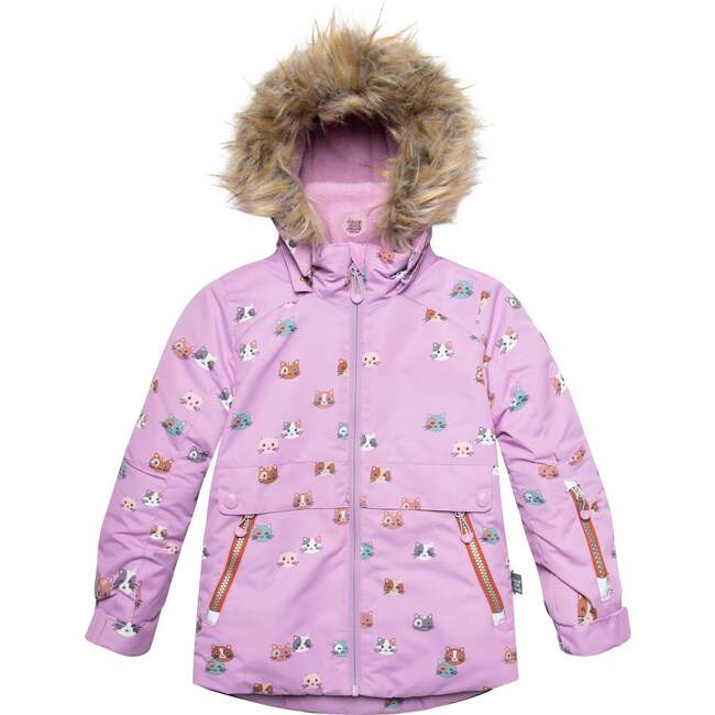 Printed Little Cats Two Piece Snowsuit, Purple And Brown - Snowsuits - 5