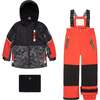 Printed Camo Two Piece Snowsuit, Grey And Red - Snowsuits - 1 - thumbnail