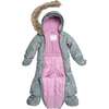 Printed Little Cats One Piece Baby Snowsuit, Sage Green - Snowsuits - 3