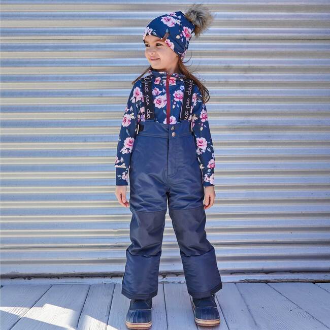 Printed Roses Two Piece Snowsuit & Pant, Dusty Rose & Navy - Snowsuits - 5