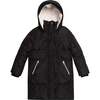 Puffy Long Coat, Black - Jackets - 1 - thumbnail