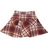Plaid Skirt With Pocket, Plum And Ocher - Skirts - 1 - thumbnail