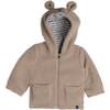 Plush Hooded Cardigan, Beige - Cardigans - 1 - thumbnail