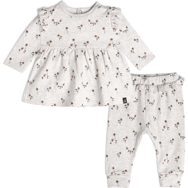 Organic Cotton Tunic And Pant Set, Printed Small Flowers
