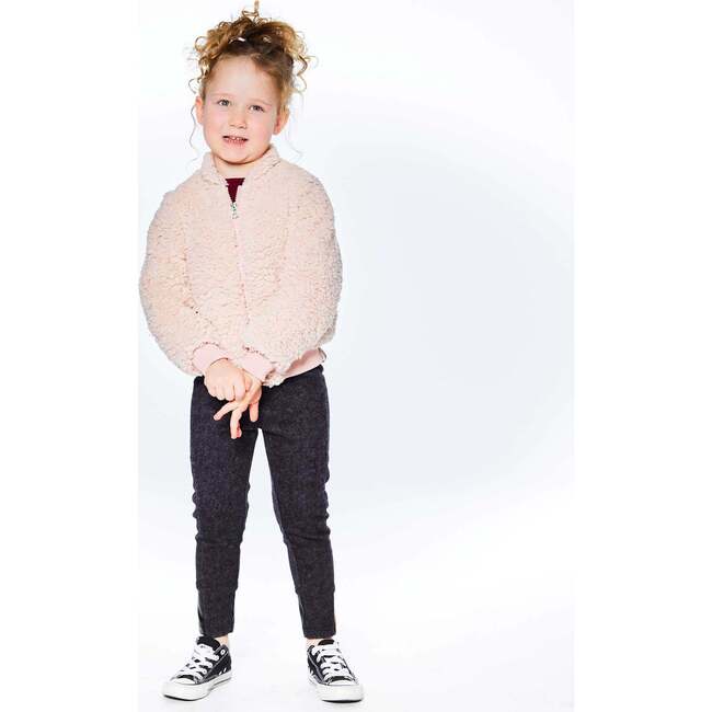 Plush Long Sleeve Bomber Jacket, Silver Pink - Cardigans - 2