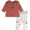 Organic Cotton Top And Pant Set Hen Print, Rust And Beige - Mixed Apparel Set - 1 - thumbnail