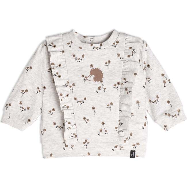 Organic Cotton Top And Pant Set With Ruffles, Oatmeal Mix