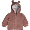 Organic Cotton Plush Hooded Cardigan, Dusty Pink - Cardigans - 1 - thumbnail