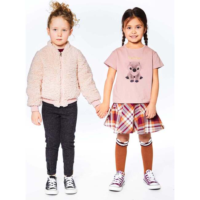 Plush Long Sleeve Bomber Jacket, Silver Pink - Cardigans - 4