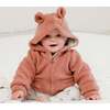 Organic Cotton Plush Hooded Cardigan, Dusty Pink - Cardigans - 2