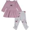 Organic Cotton Dress And Leggings Set Hen Print, Dusty Purple And Beige - Mixed Apparel Set - 1 - thumbnail