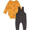 Organic Cotton Bodysuit And Overall Set, Teddy Bear Print - Mixed Apparel Set - 1 - thumbnail