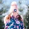 One Piece Snowsuit With Fake Fur, Printed Roses - Snowsuits - 4