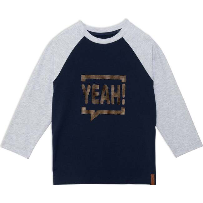 Long Sleeve Raglan Jersey Top, Yeah! Print - T-Shirts - 1