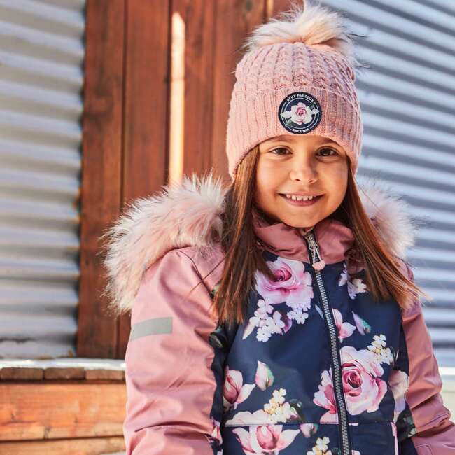 One Piece Snowsuit With Fake Fur, Printed Roses - Snowsuits - 6