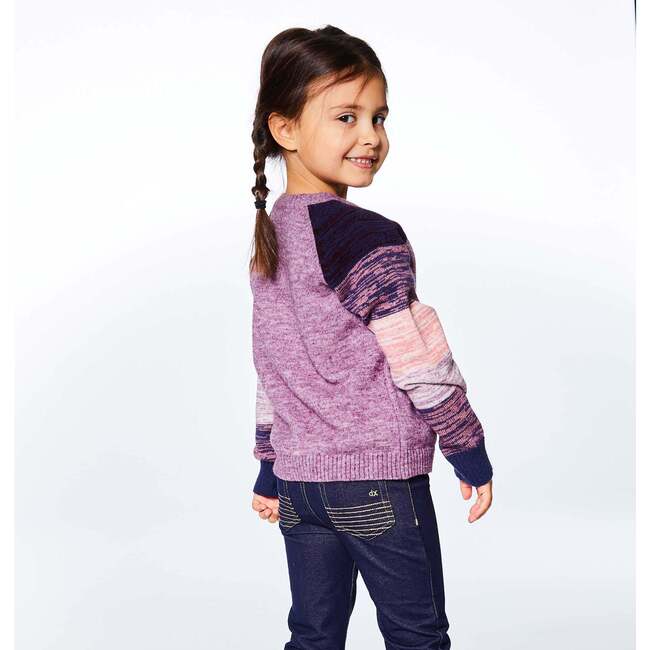 Long Sleeve Knitted Koala Sweater, Purple With Koala Pattern - Sweaters - 2