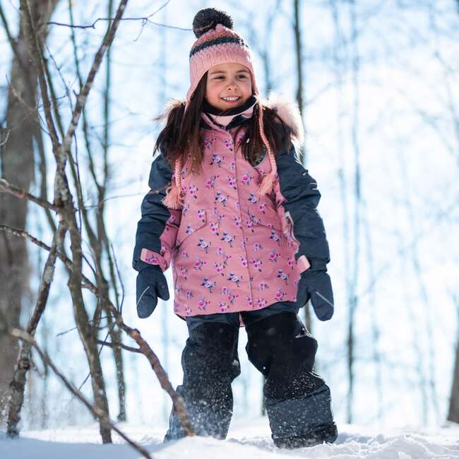 Mini Roses Two Piece Snowsuit With Printed Jacket, Dusty Rose - Snowsuits - 3