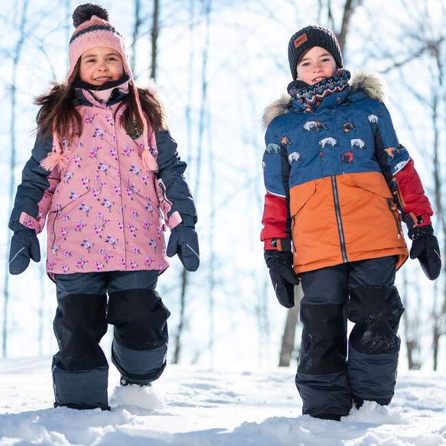 Mini Roses Two Piece Snowsuit With Printed Jacket, Dusty Rose - Snowsuits - 4