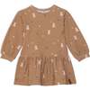 Long Sleeve Fleece Dress, Printed Cats - Dresses - 1 - thumbnail
