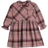 Long Sleeve Dress, Pink And Burgundy Plaid - Dresses - 1 - thumbnail