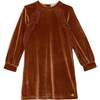 Long Sleeve Dress With Frill, Ocher - Dresses - 1 - thumbnail