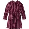 Long Sleeve Crinkle Dress, Red Violet - Dresses - 1 - thumbnail