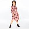 Long Sleeve Dress, Pink And Burgundy Plaid - Dresses - 2