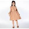 Long Sleeve Dress With Frill, Beige - Dresses - 2