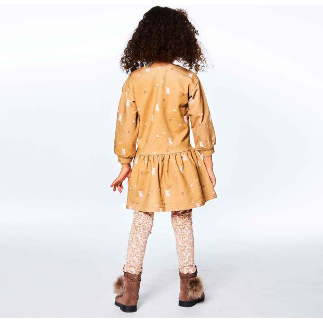 Long Sleeve Fleece Dress, Printed Cats - Dresses - 3