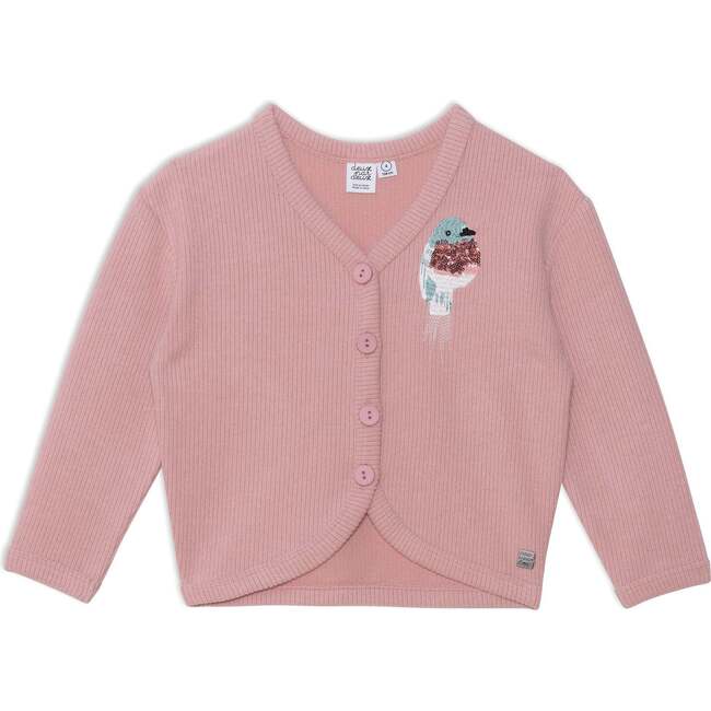 Long Sleeve Cardigan, Silver Pink - Cardigans - 1